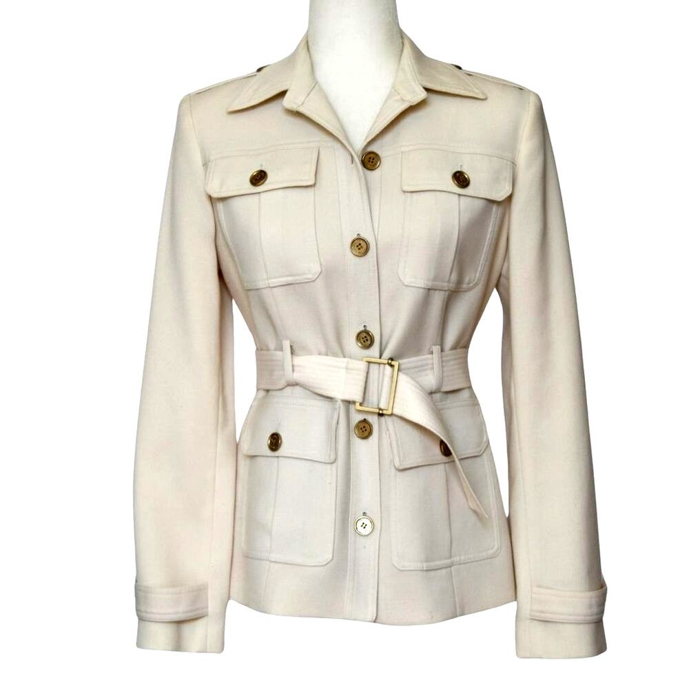 Calvin Klein Women's Cream Field Jacket With Belt Size 4